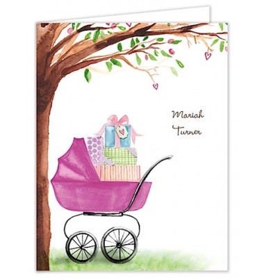 Baby Shower Thank You  Cards,  Bassinet Pink, Bonnie Marcus